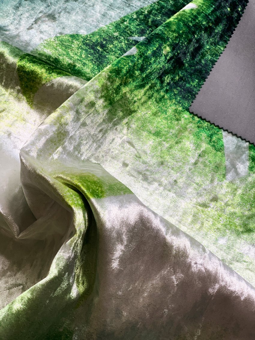 Muurbloem design studio gordijnstoffen collectie FAUNA RESORT stof wies detail view